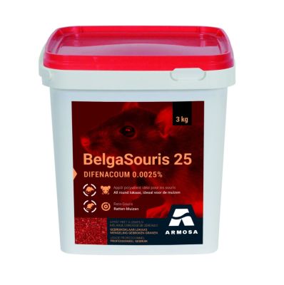 Belgamuis 25 (granen mix) - 3 kg - Zeer krachtige muizen bestrijding voor binnen en buiten