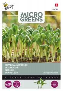 Buzzy Microgreens, Borage (komkommerkruid)