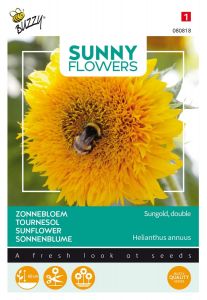 Buzzy Sunny Flowers, lage Zonnebloem Sungold dubbelbloemig